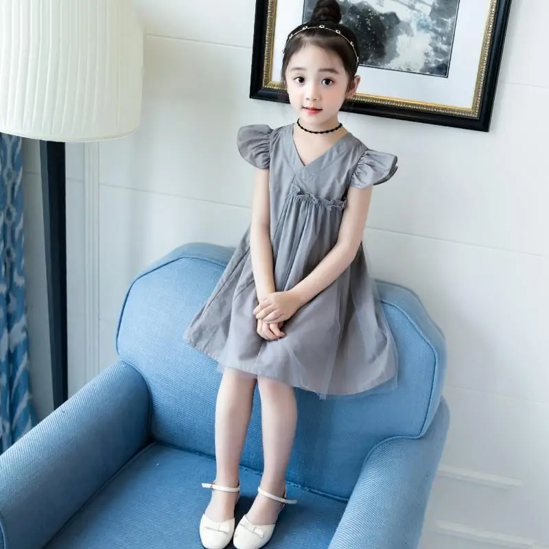 

Summer Girls' Casual Dress New Cotton Girl's Skirt Western Style Korean Version Of The Girl's Middle And Big Children's Skirt