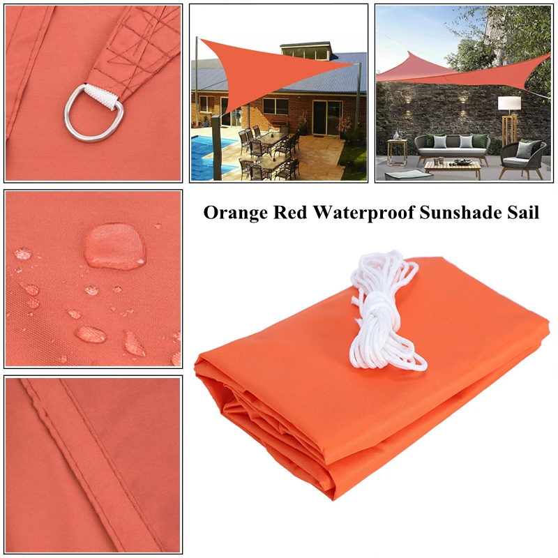 

Waterproof Sunshade Sail Orange Red Swimming Pool Rainproof Shading Cloth Parasol Sail Outdoor Awning Car Sun Shade Shelter