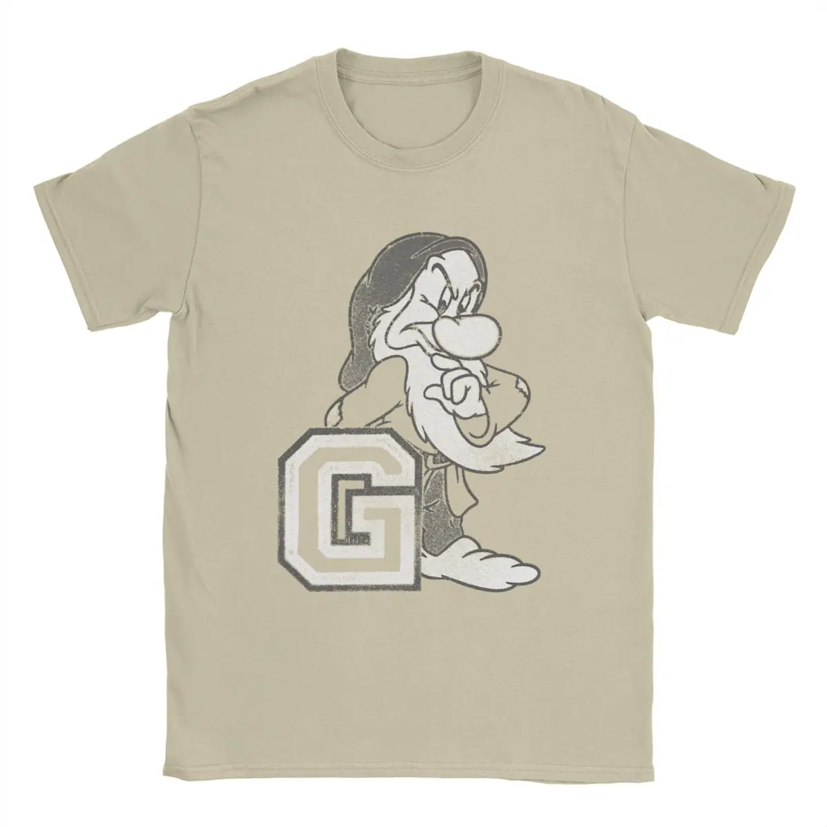Disney Vintage Grumpy Seven Dwarfs T-Shirt for Men Vintage Cotton Tees O Neck Short Sleeve T Shirts Printed Tops