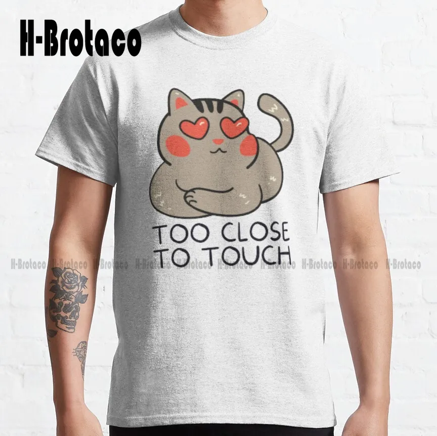 

Мужская классическая футболка с надписью «Too Close To Touch», 100% хлопок