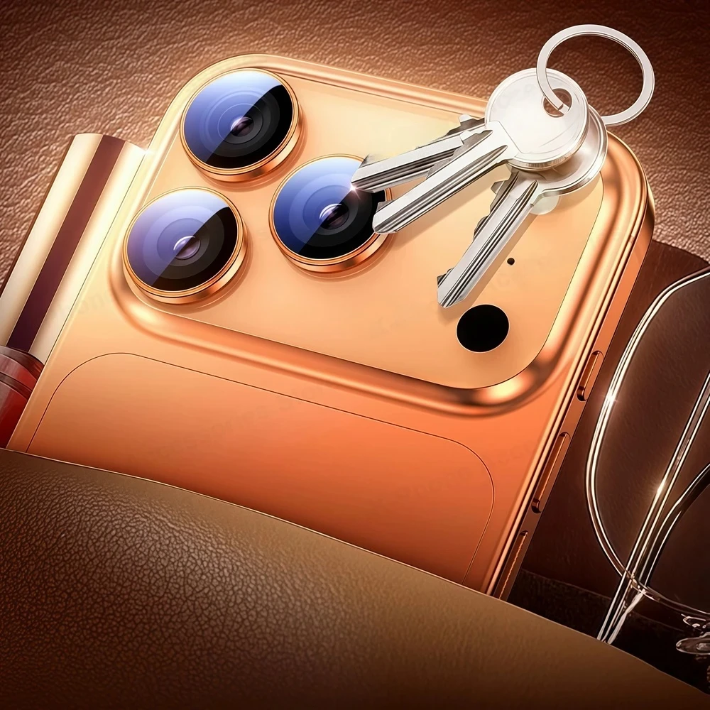 Фото Металлический стеклянный защитный чехол для камеры iPhone 17 ProMax - Кольцо-накладка для объектива Air 15 16 ProMax - Кольцо из закаленного стекла для iPhone 17 PR №4