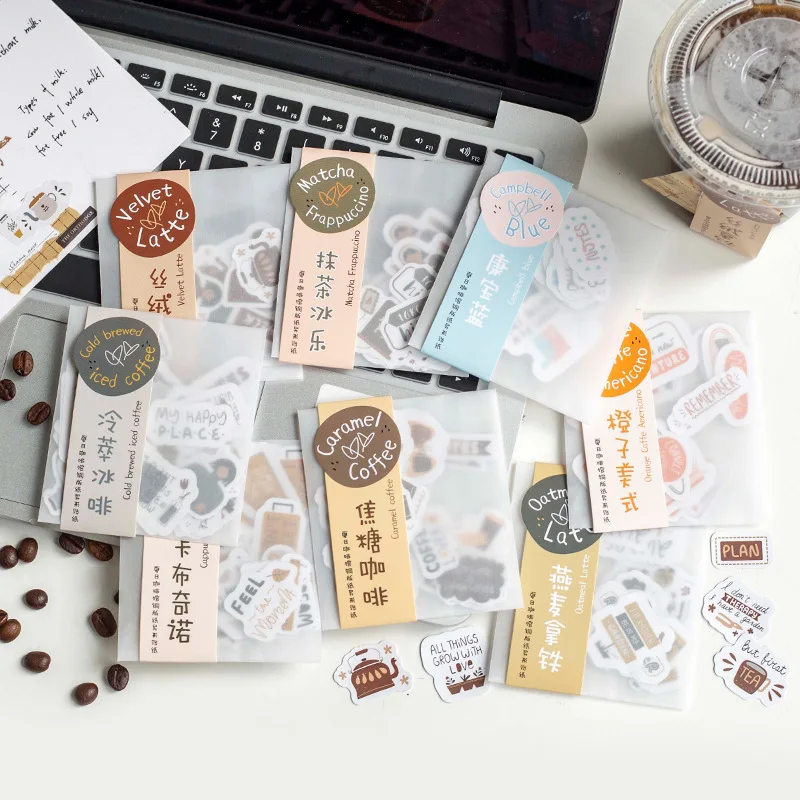 

20sets/lot Kawaii Stationery Stickers summer cafe DIY Junk Journal Paper stickers Planner Decorative Mobile stickers