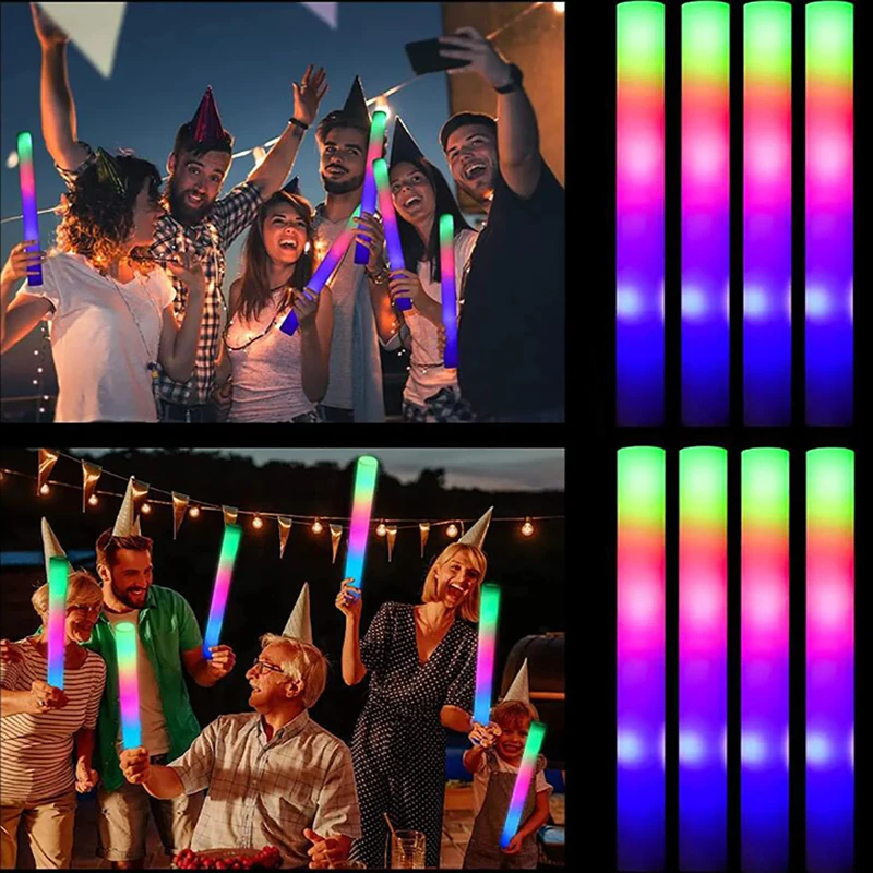 

1/2/5PcsWedding Glow Stick Bulk Colorful LED Foam Stick Glow Stick Cheer Tube Glow In The Dark Lights For Birthday Party Concert