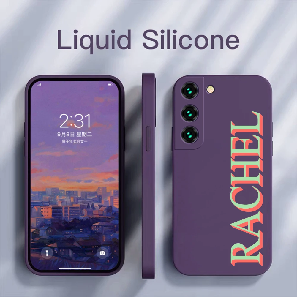 

S23 S22 S21 Ultra Plus Case For Samsung Galaxy A54 A53 A52 A13 A32 A33 5G 3D Personalised Customized Name Liquid Silcone Cover