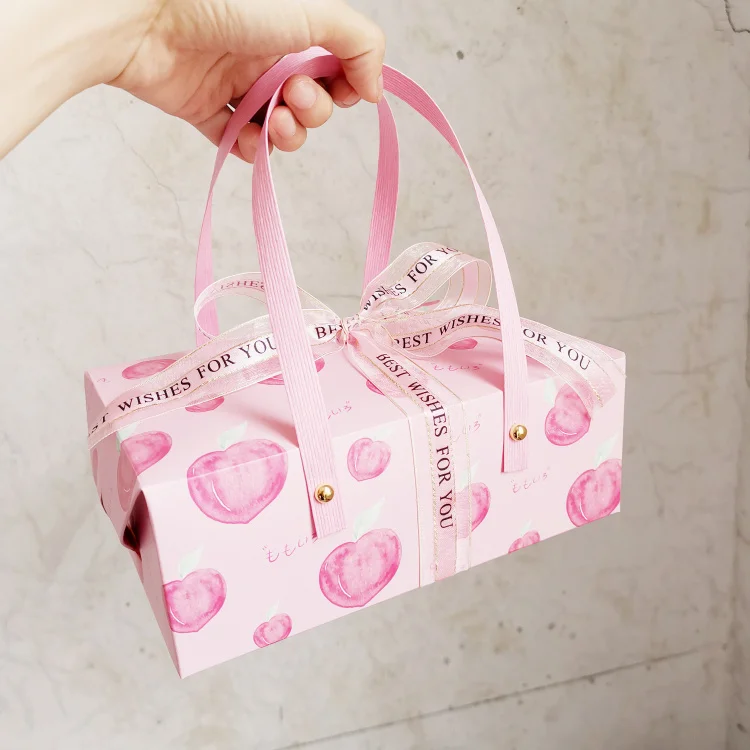 

10 шт Розовый персиковый цвет ручные сумки подарочная ручка коробка подарки портативная коробка конфеты печенье торт коробки, свадьба, день ...
