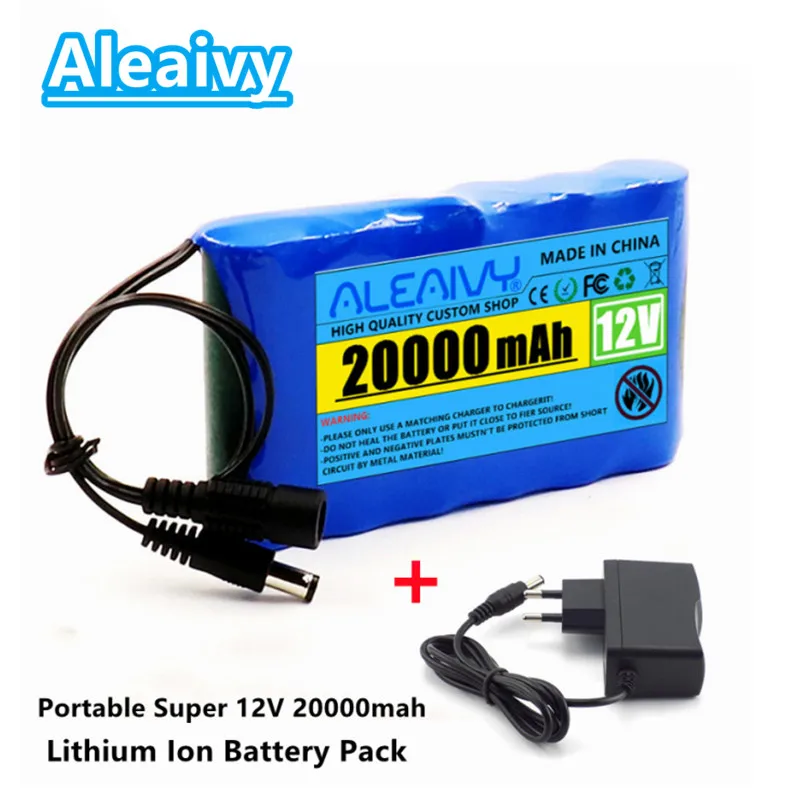 

NEW Portable Super 12V 15ah 20ah Battery Rechargeable Lithium Ion Battery Pack Capacity DC 12.6v 20Ah CCTV Cam Monitor + Charger