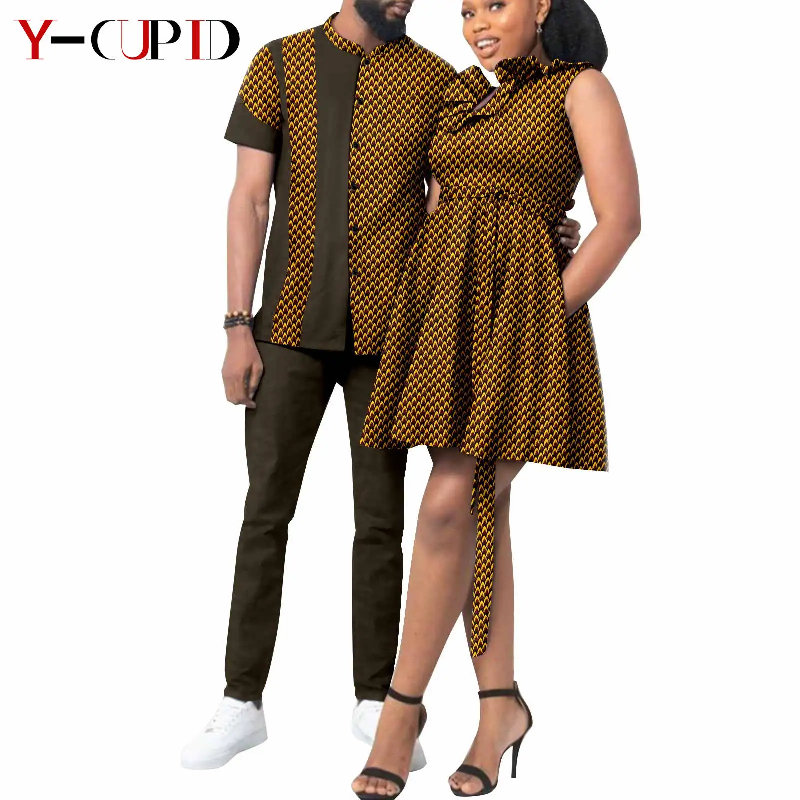 Африканские платья с принтом для женщин парные одинаковые мужские наряды Дашики