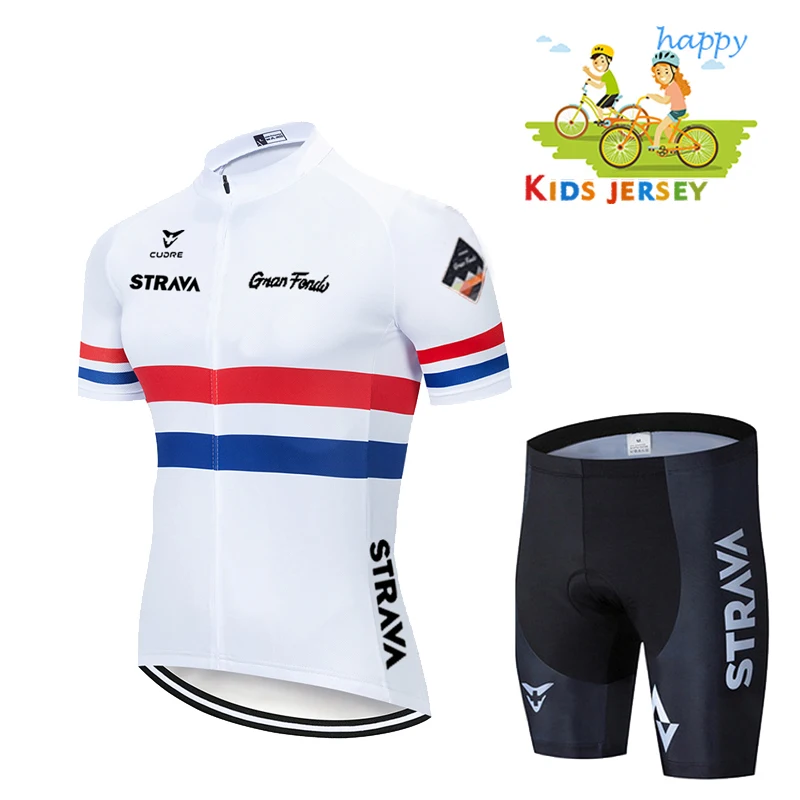 

Детский велосипедный комплект STRAVA с коротким рукавом, летняя детская велосипедная одежда для горного велосипеда, Быстросохнущий велосипед...