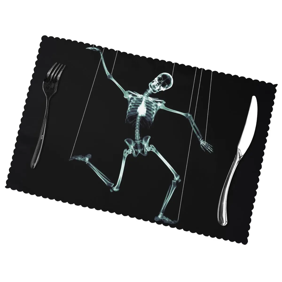 

X Ray Skull Non-Slip Insulation Place Mats for Kitchen Dining Table Washable Placemats Bowl Coaster Cup Mat Set of 6
