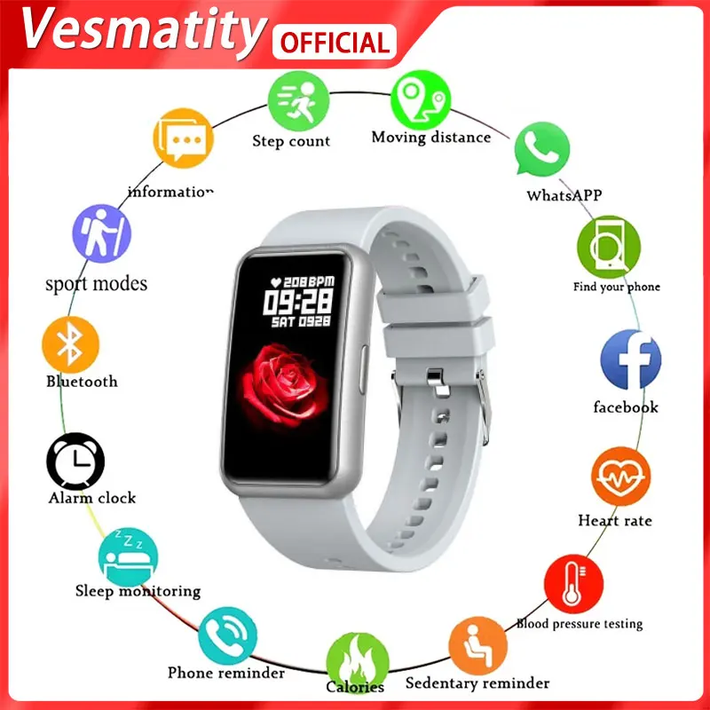 

2022 New Full Touch Blood Pressure Monitor Fitness Tracker Sports Smart Watch H06 Smart Watch Women For Apple Xiaomi Huawei