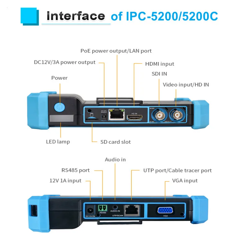 Тестер для камеры видеонаблюдения 4K HDMI VGA вход IPC POE AHD CVI TVI SDI тестер кабеля 5 дюймов