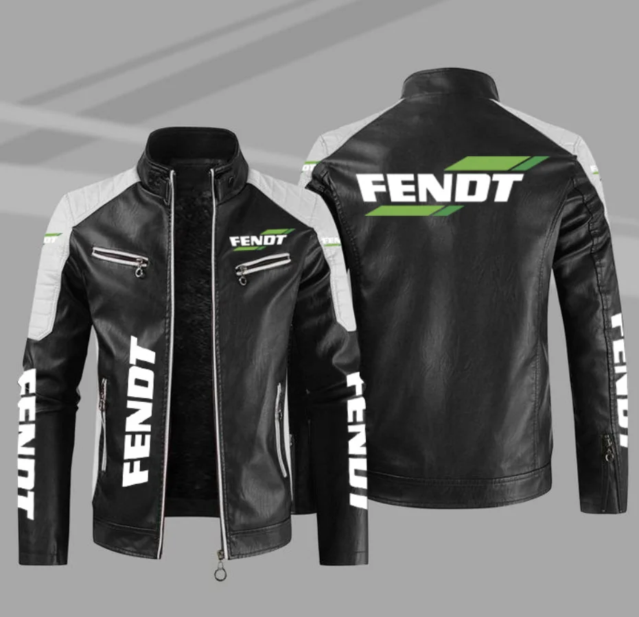 

2022 Fashion New Mens Vintage car Fendt Jacket Biker Leather Jacket Male Embroidery Bomber Coat Pu Overcoat