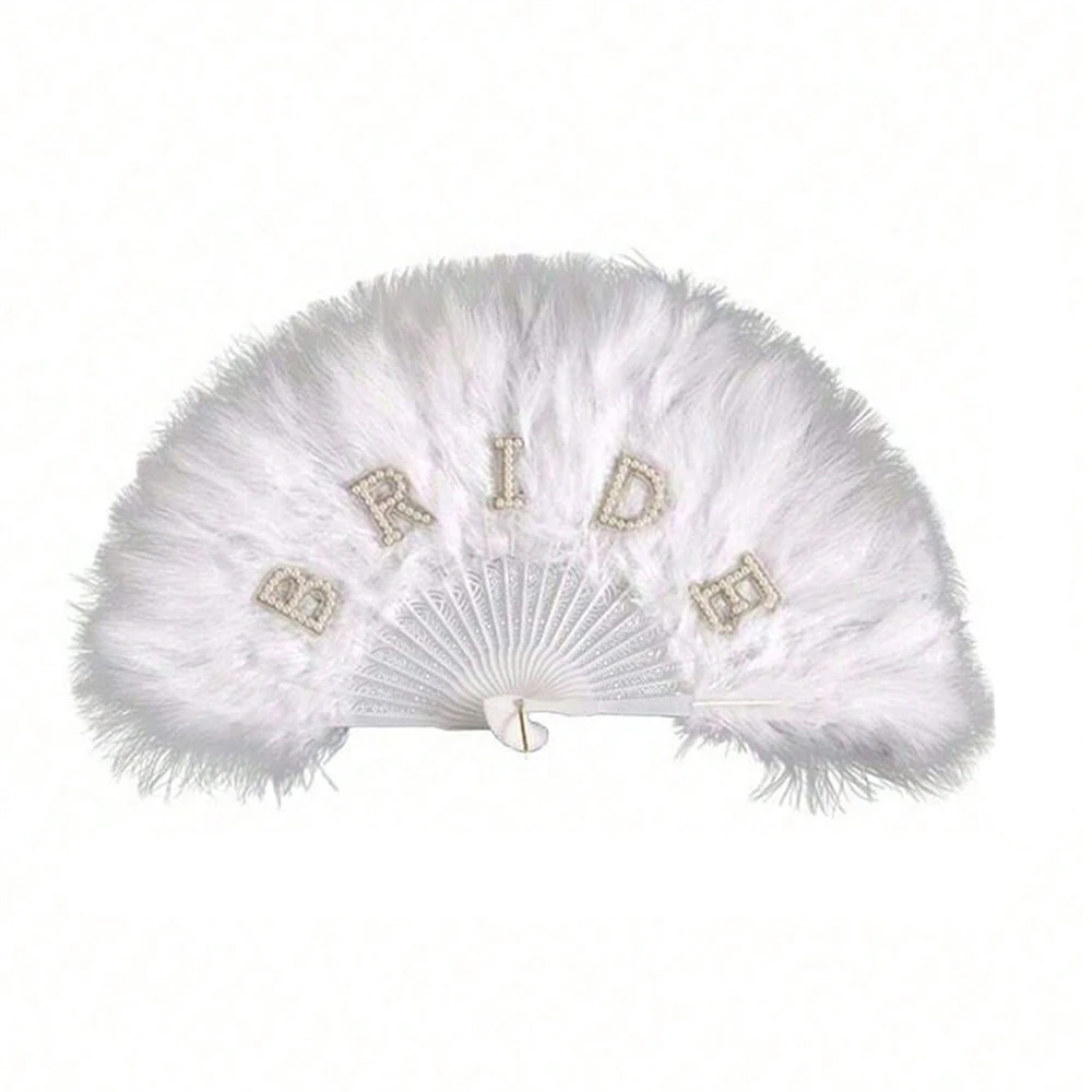 

Винтажный складной веер с перьями