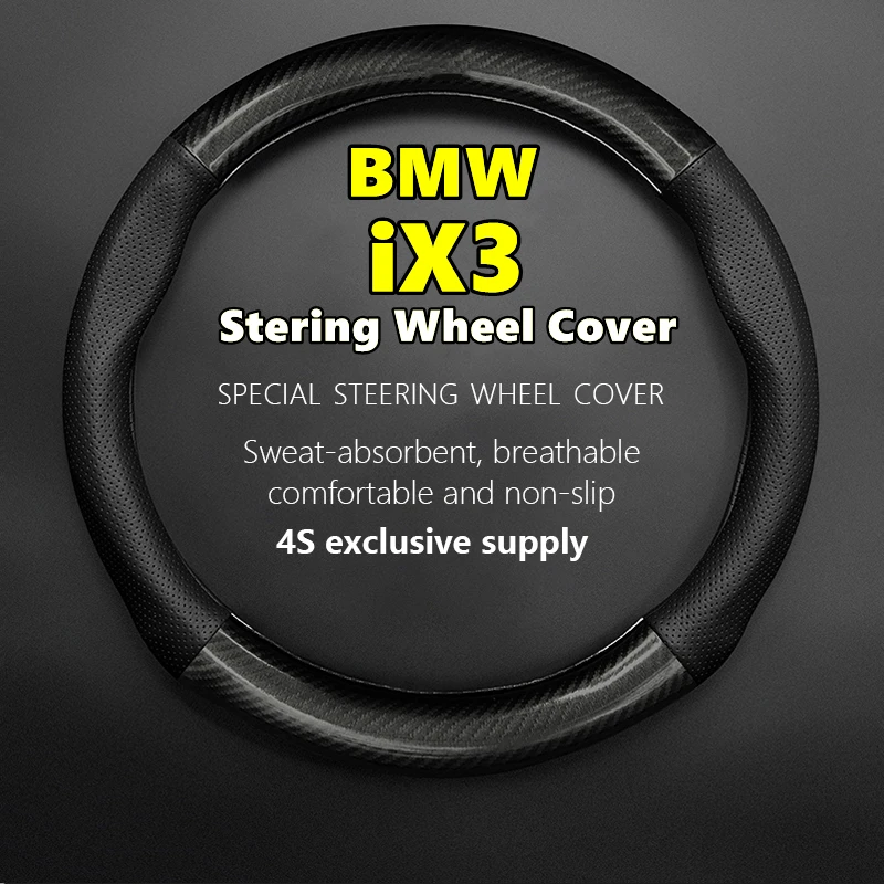 

Fiber Leather For BMW IX3 Steering Wheel Cover Genuine Leather Carbon Fiber 2020 2021 2022