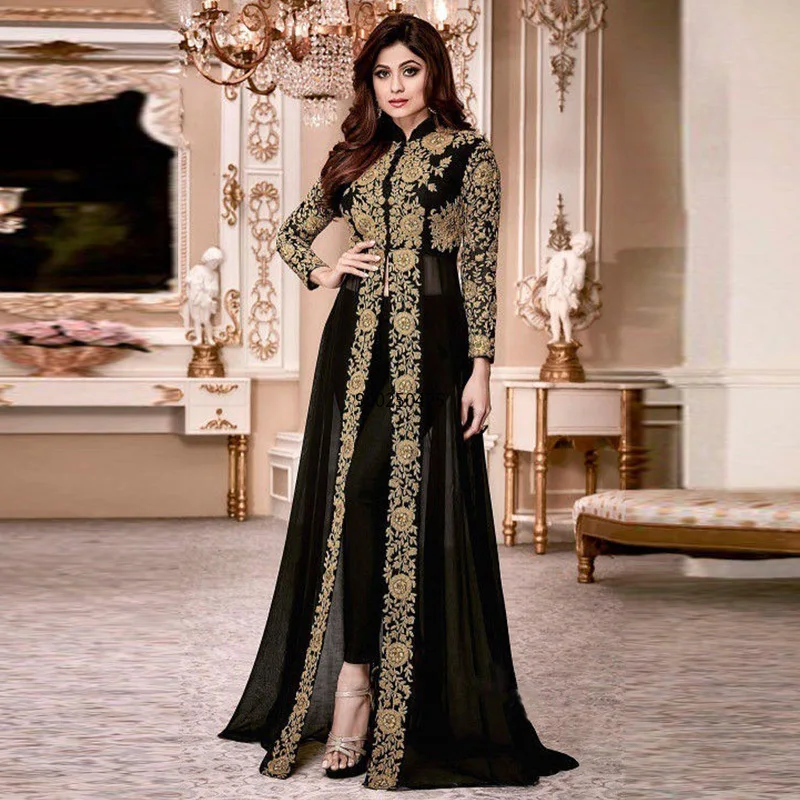 Женский костюм с длинной юбкой в стиле ретро этническим принтом - купить по