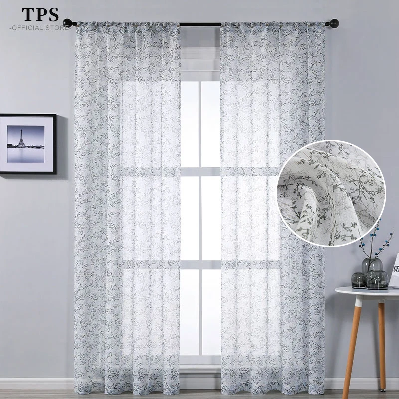 

TPS Modern Linen Tulle Curtains for Living Room Bedroom Texture Sheer Embroidered Sheer Curtain for Window Kitchen Voile Drapes