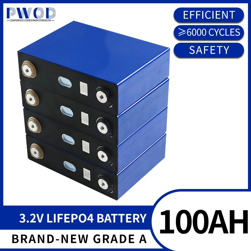 

PWOD 32PCS NEW Lifepo4 Battery Lithium Ion Batteries Cell 3.2V 100Ah for Lifepo4 Battery Pack for RV EV Tricycle EU US tax free