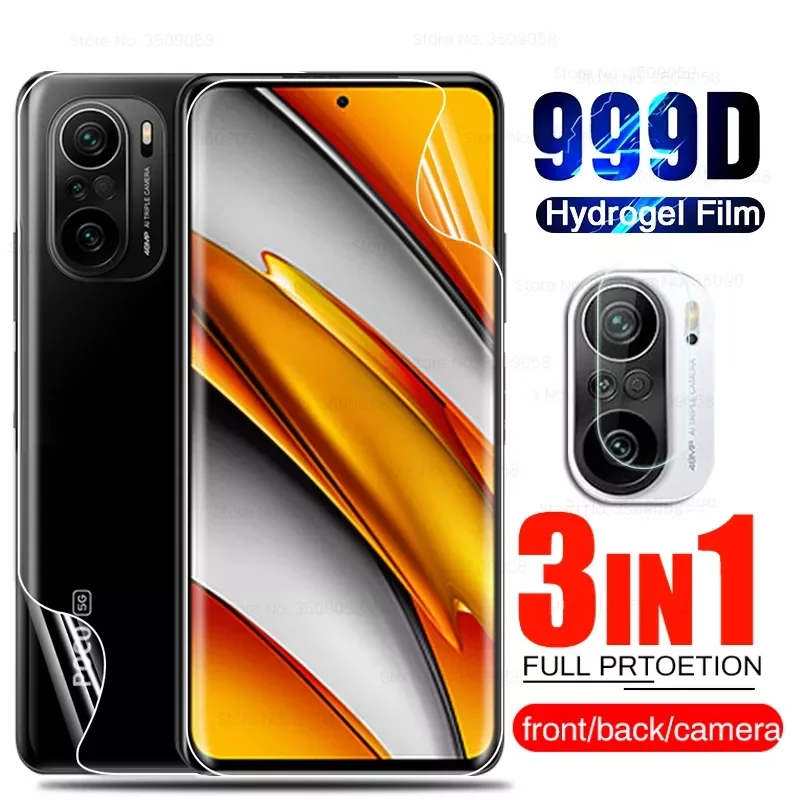 

Hydrogel Film for Poco F3 Front+Back Screen Protector Not Glass for Xiaomi Little Poko Poco F3 F 3 Camera Glass On PocoF3 6.67&#