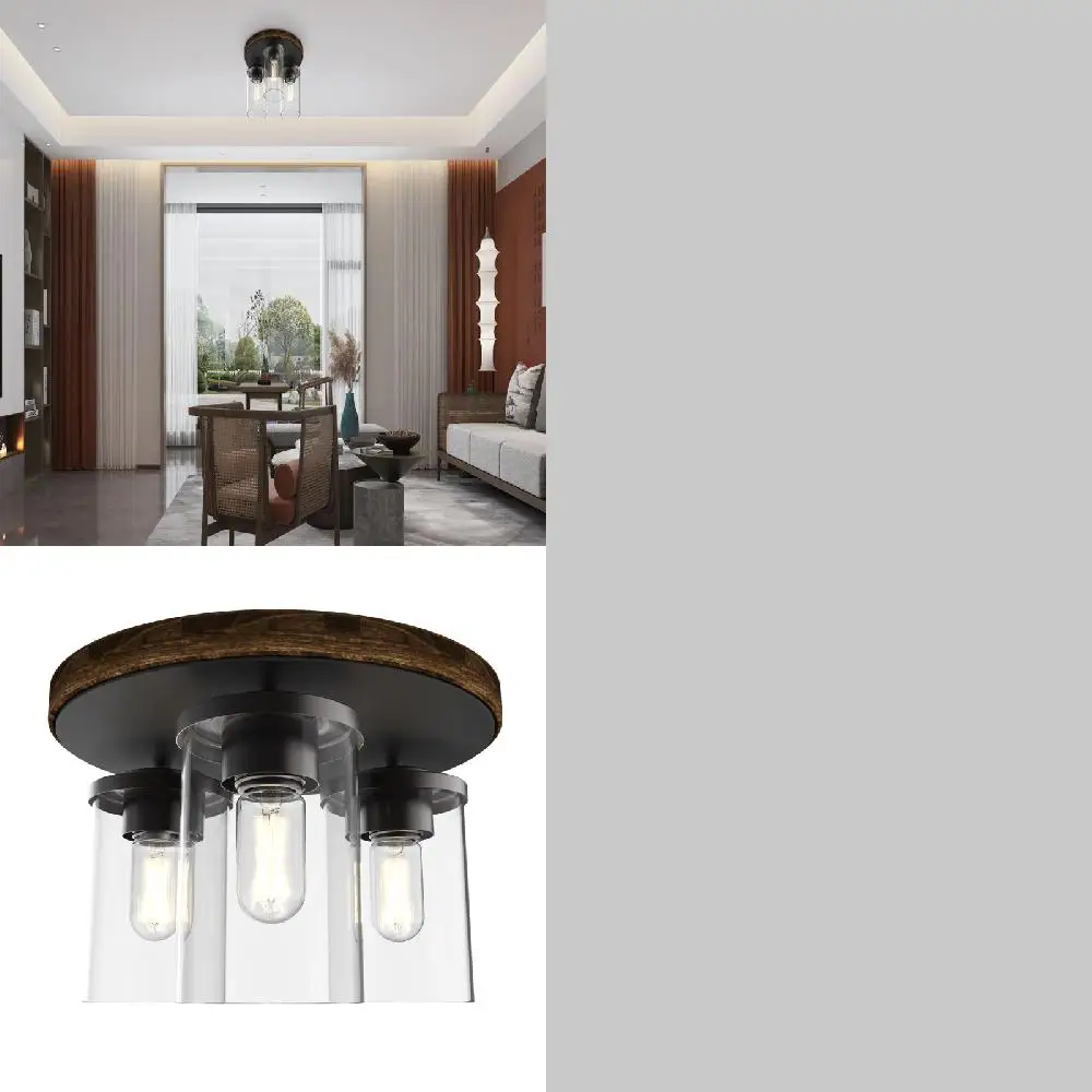 

Luxurious Walnut Finish 8 Bulb Ceiling Flush Mount Cluster Light CA T12 with Bulbs Included - the Perfect Addition for Your Home
