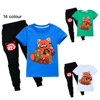 2022 new fashion turning red cartoon t shirt boys disney summer casual short sleeves childrens clothes girls tops