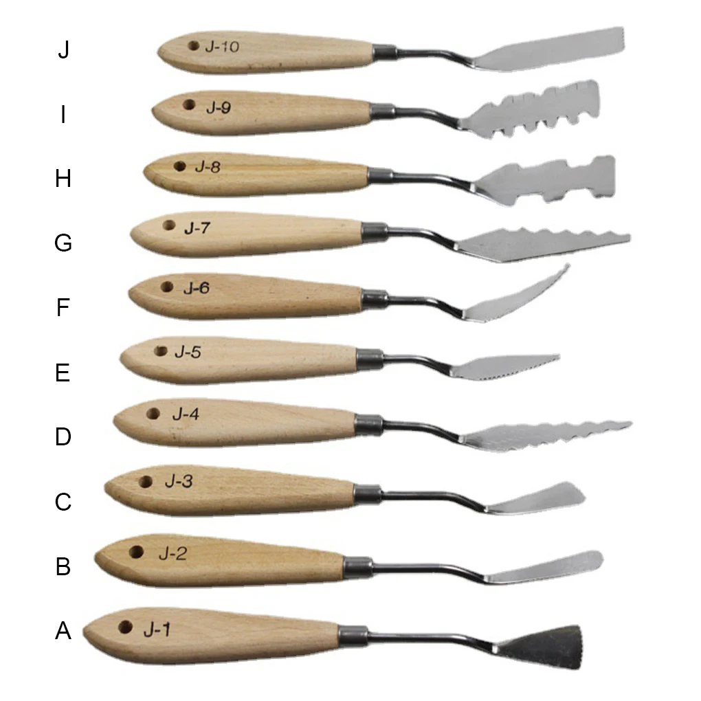 

Palette Spatula Oil Painting Wood Handle Stainless Iron Mixing Scraper Portable Flexible Paint Supplies Type 1