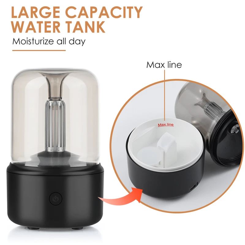 Фото Ароматический диффузор аромалампа HATV Candle Light Essential Oil Lamp Portable 120ML USB Air Humidifier Ultrasonic Mist Maker with LED Night Light аромадиффузор для дома №5