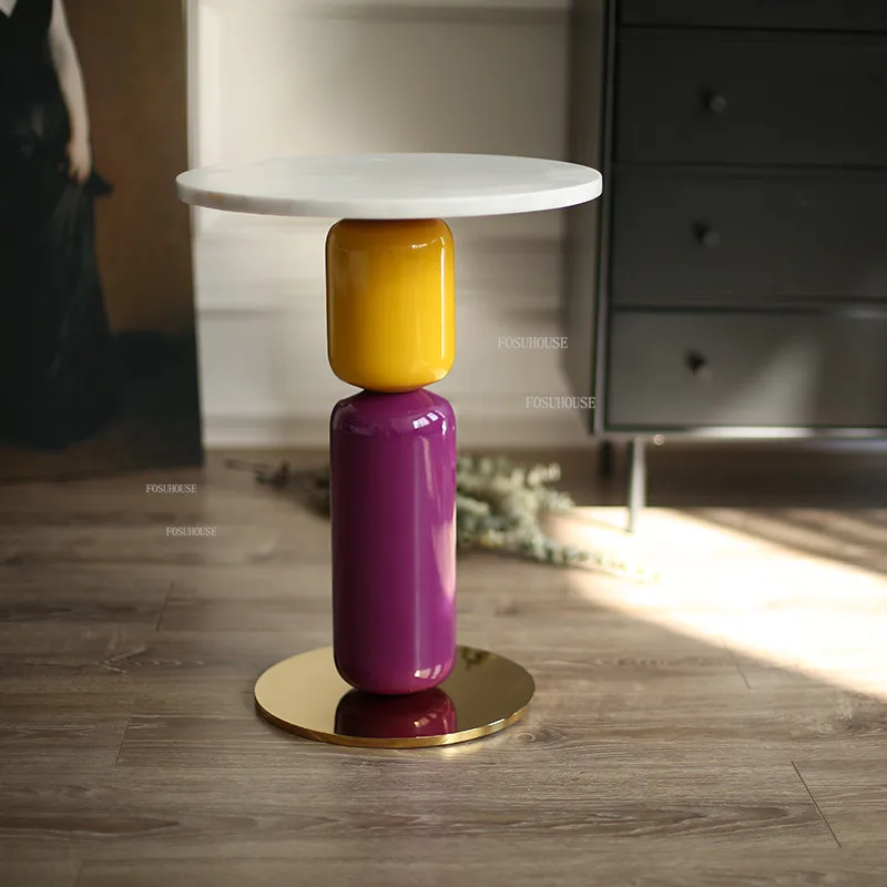 

Nordic Luxury Small Coffee Tables Creative Design Sofa Side Table Modern Balcony Round Table Couchtisch Library Furniture HY