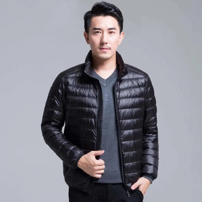 Brand Autumn Winter Light Down Jacket Men's Fashion Hooded Short Large Ultra-thin Lightweight Youth Slim Coat Down Jackets