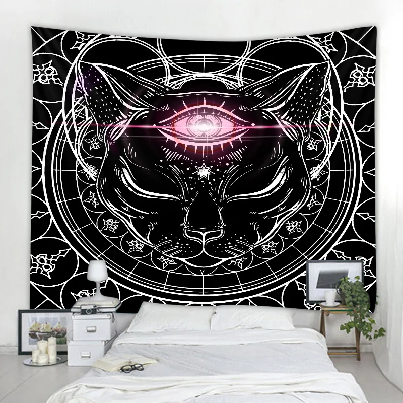 

Astrology Divination Witchcraft Room Decoration Tapestry Mandala Fantasy Cat Tapestry Tarot Wall Hanging