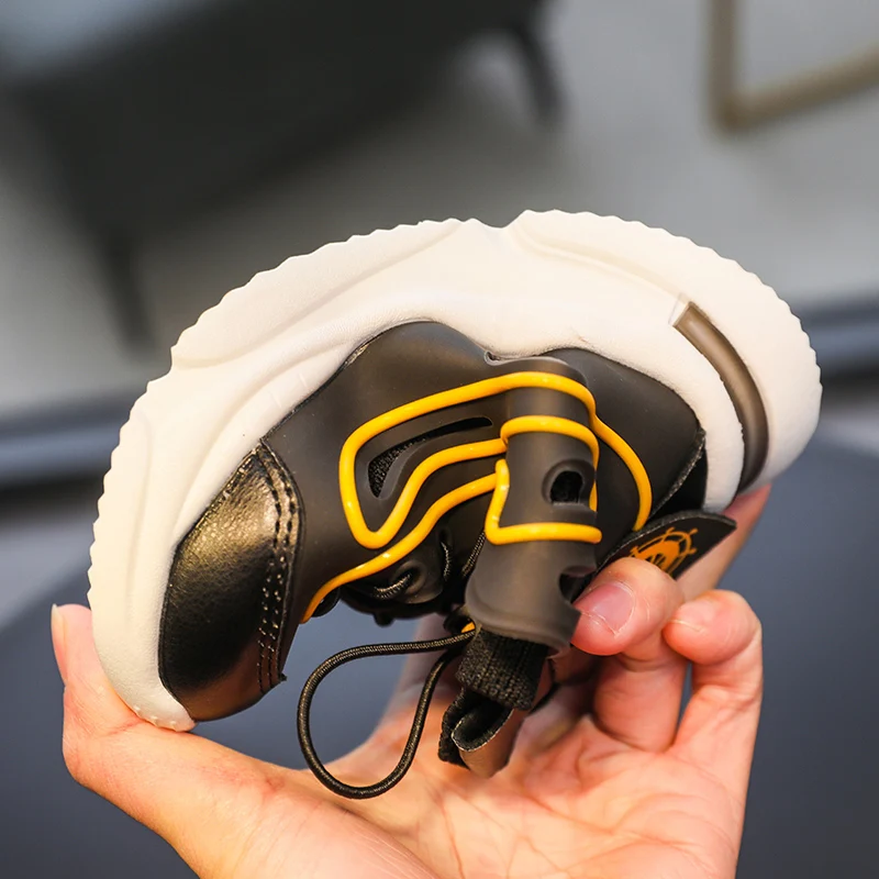 Kids Flying Woven Casual Sports Shoes 2022 Autumn Breathable Fabric Mid-top Thick-soled Boys' Shoes All-match Girls' Shoes