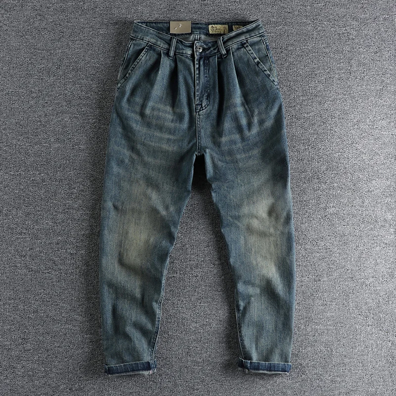 

three-dimensional versatile 2023 cutting Jeans loose men's straight tube youth tapered pants 983