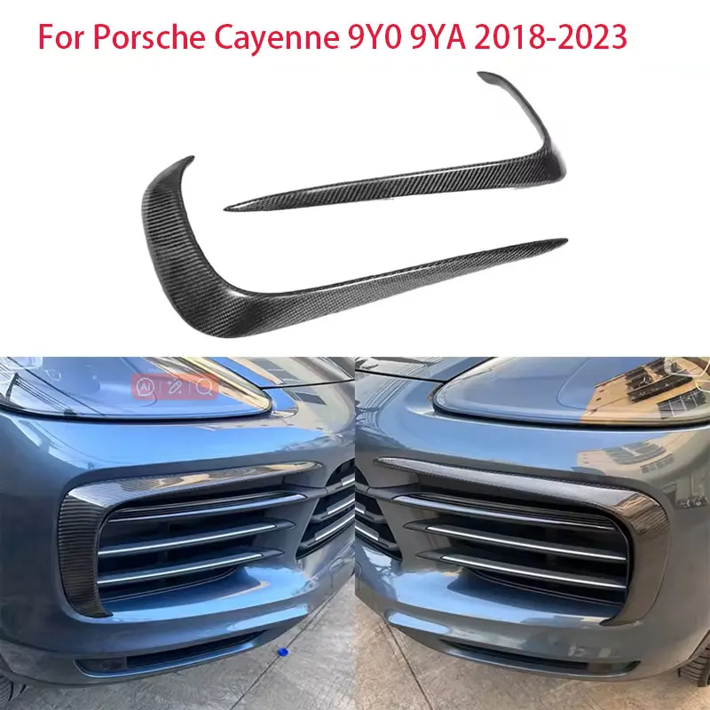 

Накладка на спойлер переднего бампера для Porsche Cayenne 9Y0 9Y3 2018-2023, крышка переднего бампера из углеродного волокна, ветровой нож, сплиттер
