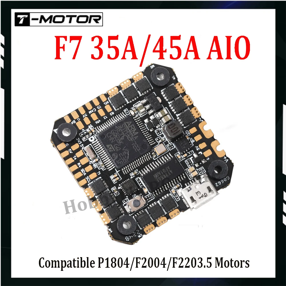 Контроллер полета T-MOTOR F7 35A/45A AIO STM32F722 MPU6500 BMP280 BLHELIS 3-6S 25 5*25 5 мм совместимый