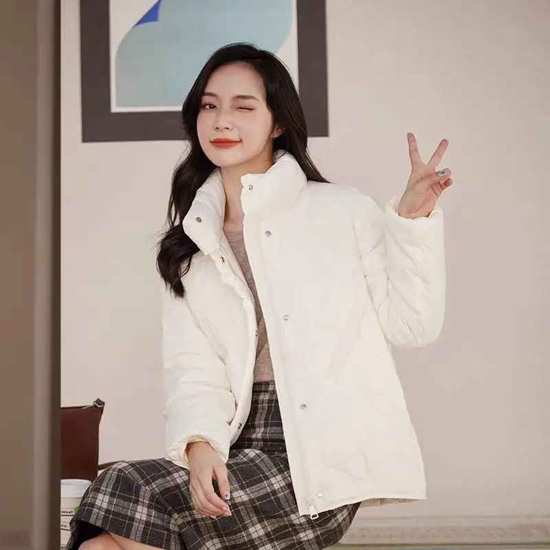 90% White Duck Down Jacket Female Clothing Casual Short Winter Coat Women Thick Warm Solid Loose Parkas Black Red Khaki Tops