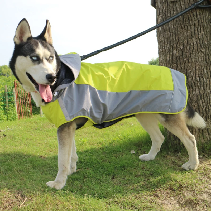 

PUOU pet outdoor dog raincoat dog jacket breathable color matching medium and large dog raincoat pet supplies