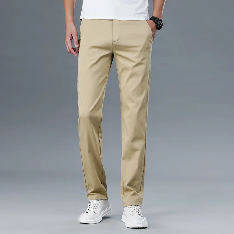 

New Men's Elasticity Pants Spring Summer Thin Casual Comfortable Fashion Khaki Business Male Trousers Brand Clothing