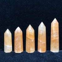 80 140mm natural honey calcite hand polished point reiki healing crystals quartz mineral tower home decoration stone points