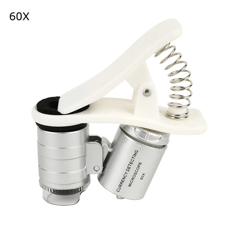 

New 60X Mobile Optical Zoom Magnifier Universal Mobile Phone Microscope Macro Lens Micro Camera Clip LED Lenses For Mobile Phone