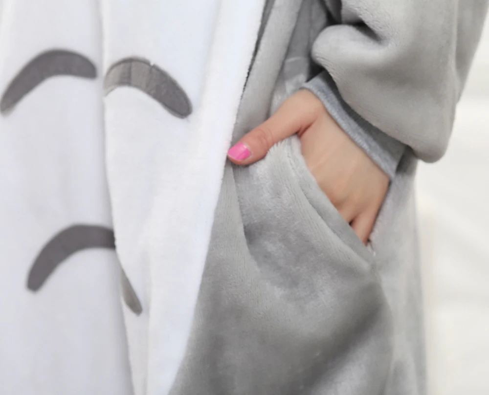 Adult Gray Totoro Onesie Plush Animal Pajamas One Piece Christmas Cosplay Costume Party Wear for Women and Men Overalls Jumpsuit