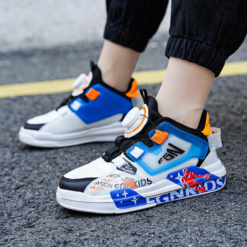 Autumn Kids Basketball Shoes High Top Boys Sports Shoe Button Design Children's Sneakers Non Slip Damping Student Training Shoes