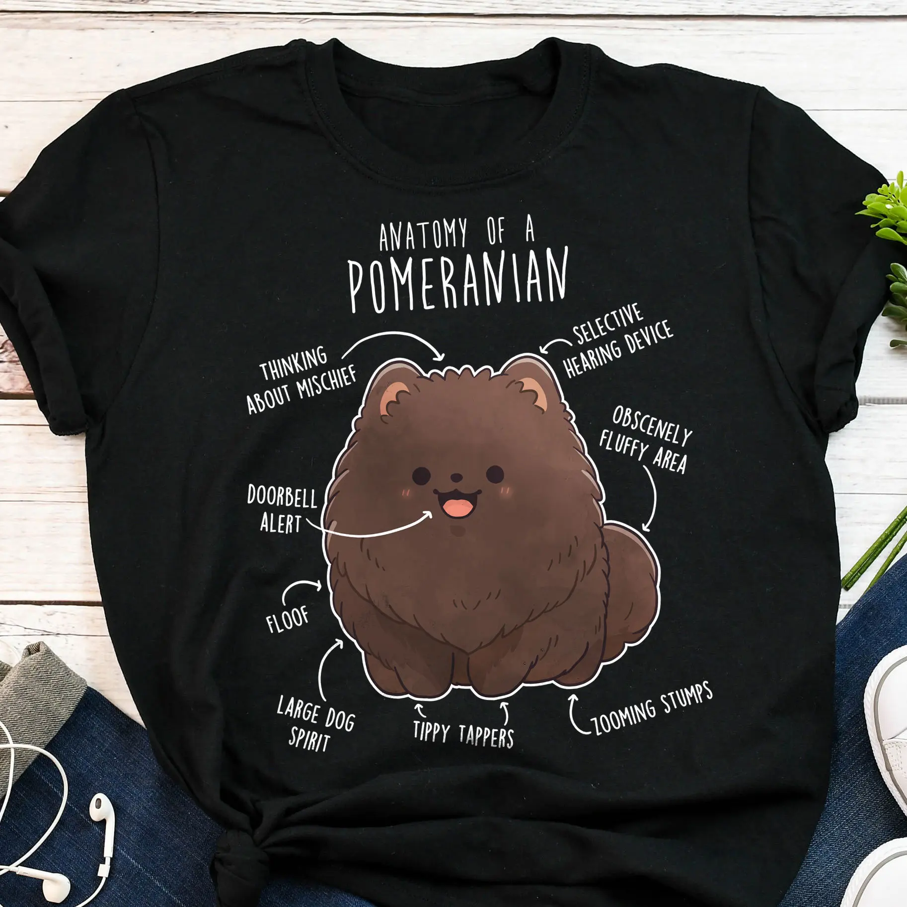 Футболка с шоколадным померанским шпицем забавный любитель собак милый помпон