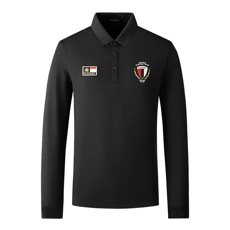 Рубашка-поло с длинным рукавом для мужчин среднего возраста Новинка Осенняя