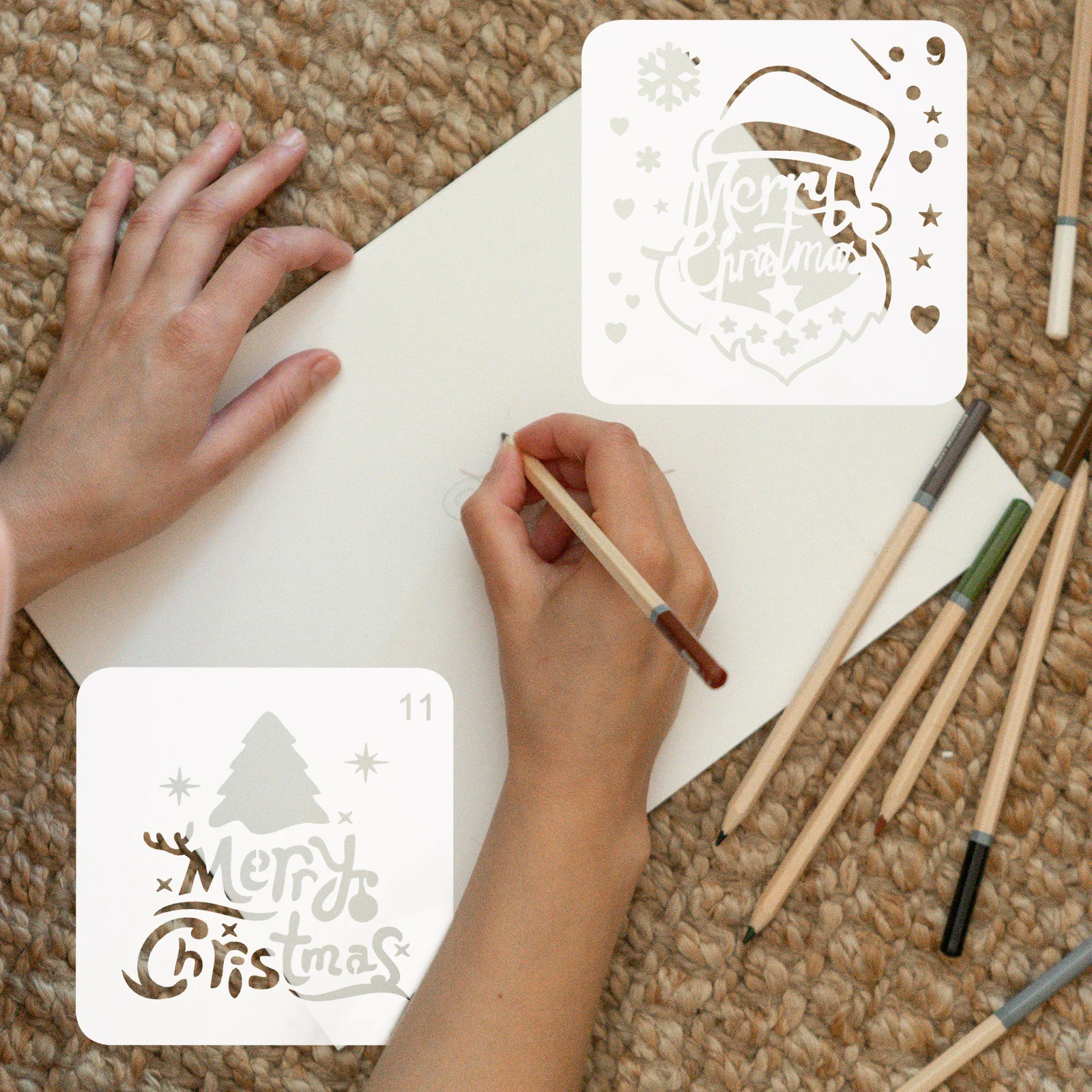 12 шт. декор для счета рождественские тематические трафареты шаблоны рисования