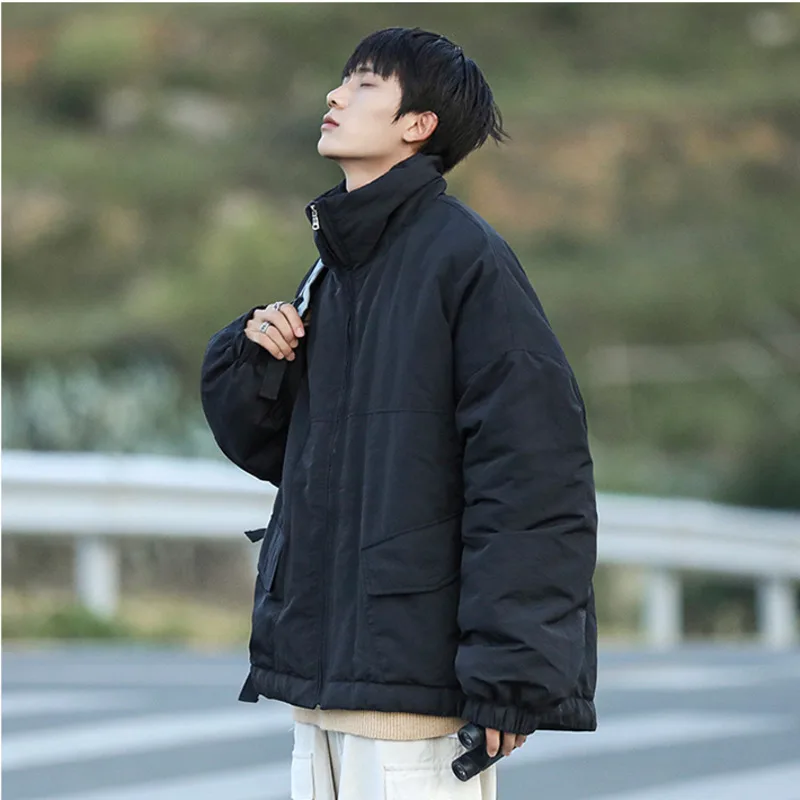 Winter Jacket Men Warm Fashion Casual Cotton Thickened Jacket Men Japanese Streetwear Loose Short Coat Mens Parker Clothes M-3XL