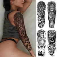 lion large arm water transfer temporary tattoo sticker women men owl tiger wolf animal fake tattoos waterproof body art rose eye
