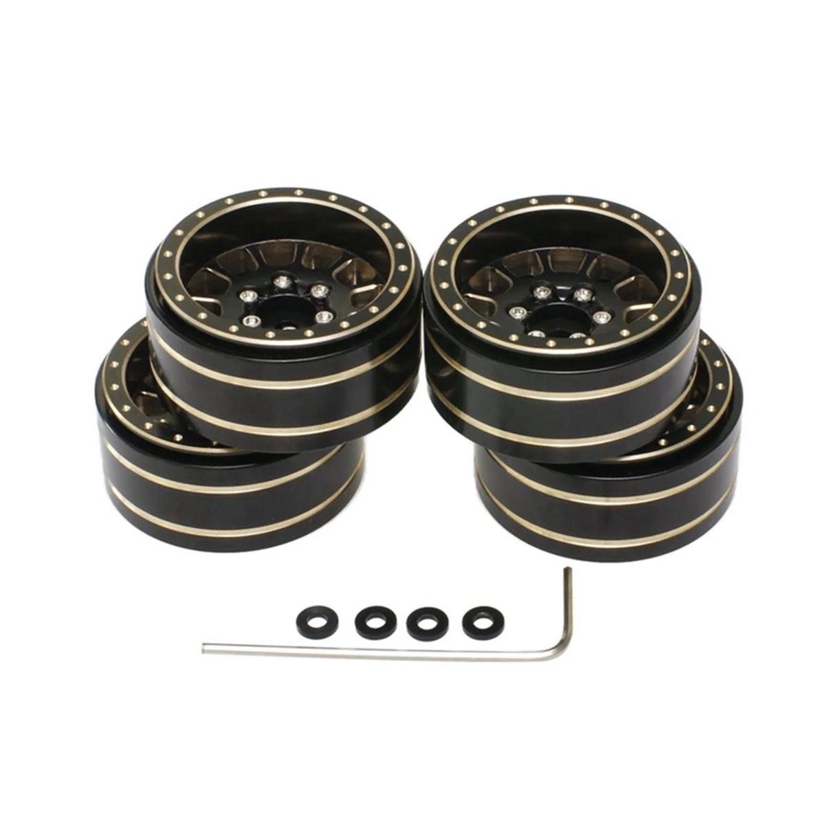 

For Traxxas 1/18 TRX4M Land Rover 1.2-Inch Brass and Black Gold Wheels 1/24 SCX24 FMS