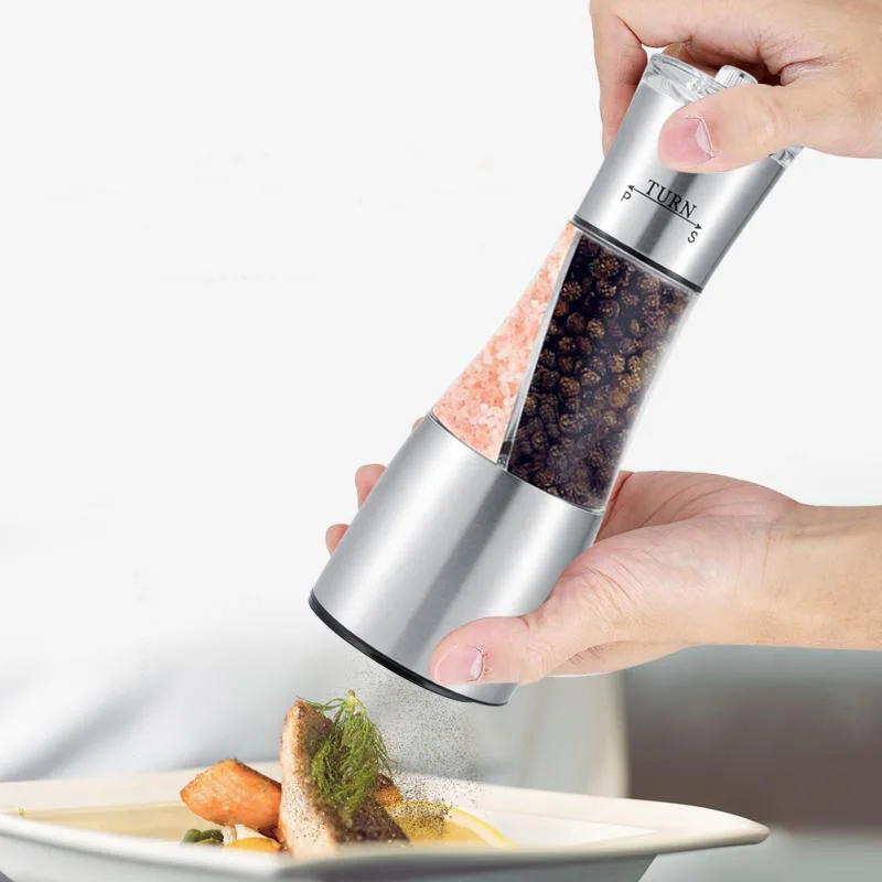 

Stainless Steel Salt and Pepper Grinder Pulverizer Spice Jar Pepper Grain Mill Dual Purpose Metal Spice Grinder Kitchen Tools