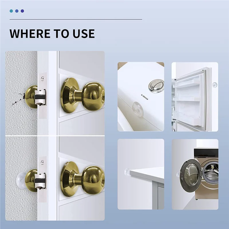 

6 Pcs Clear Door Stoppers Wall Protector-Adhesive Reusable Bumper Protector, Quiet, Shock Absorbent Gel for Door Handle