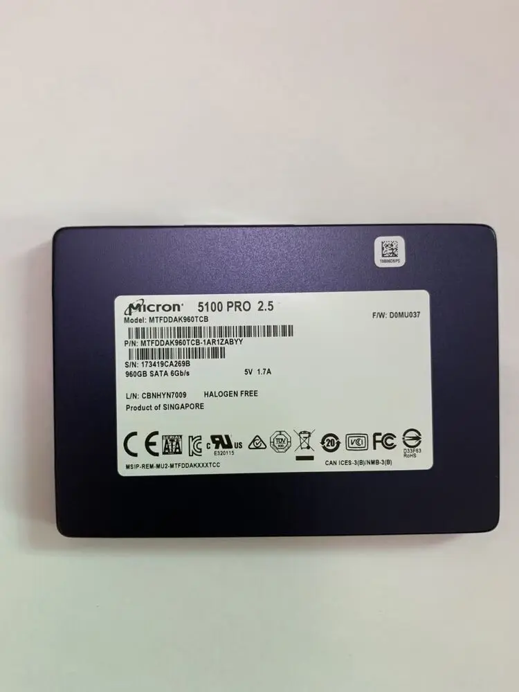 960GB Micron 5100 MAX SATA III SSD MTFDDAK960TCC - 1AR1ZABYY 1730190F4D60 5DWPD |
