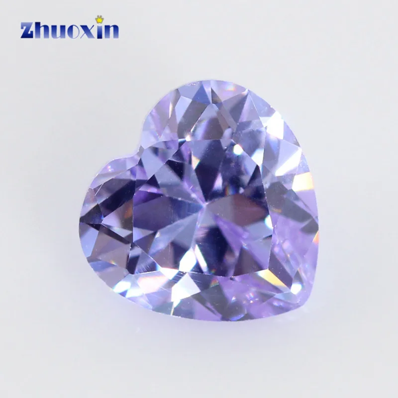 

3x3~12x12mm Heart Shape 5A Lavender Color Cubic Zirconia Stone Size Synthetic Gems Beads Crystal Stone For Jewelry